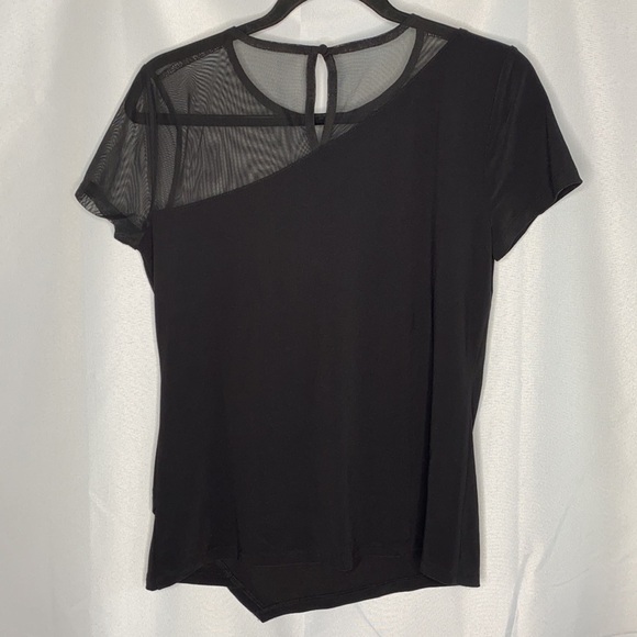 INC Short-Sleeve Asymmetric Illusion Top - Picture 2 of 8